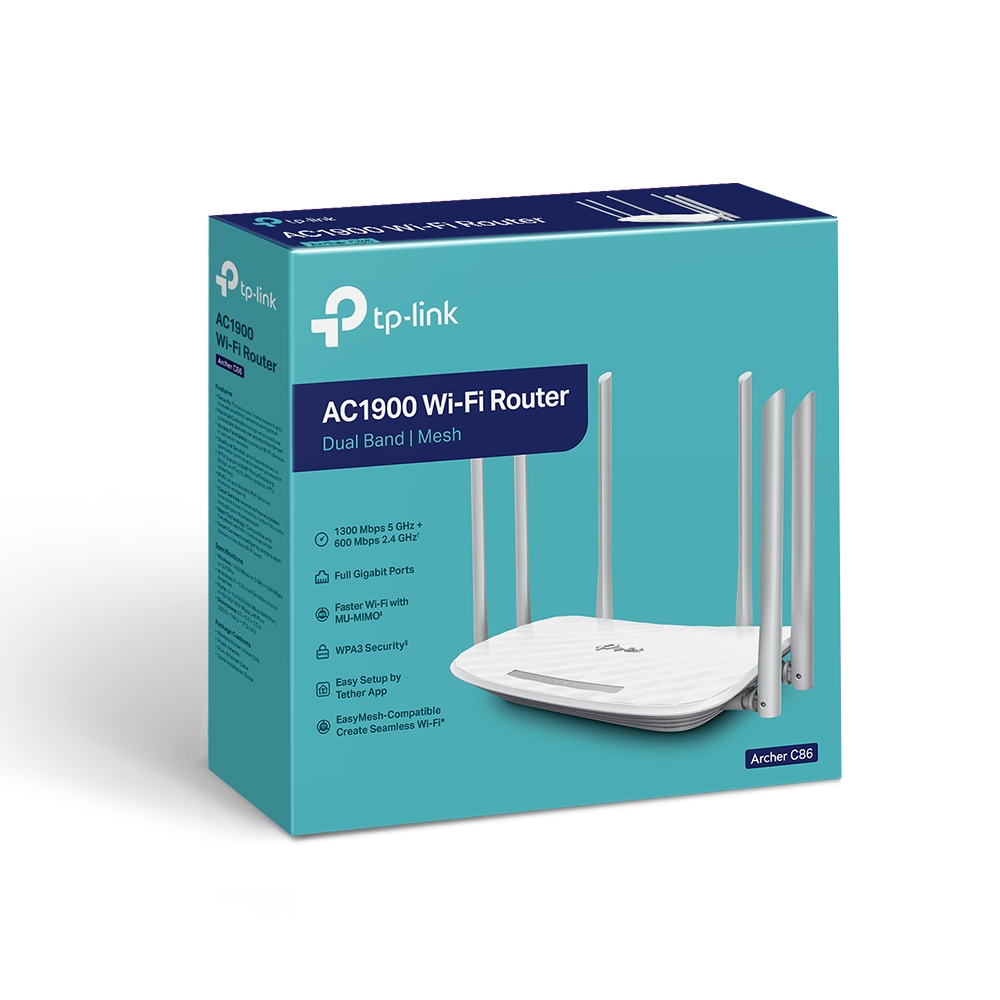 Conectividad Router Dual Band Tp-Link 6 Antenas AC1900 1300Mbps + 600Mbps Archer C86