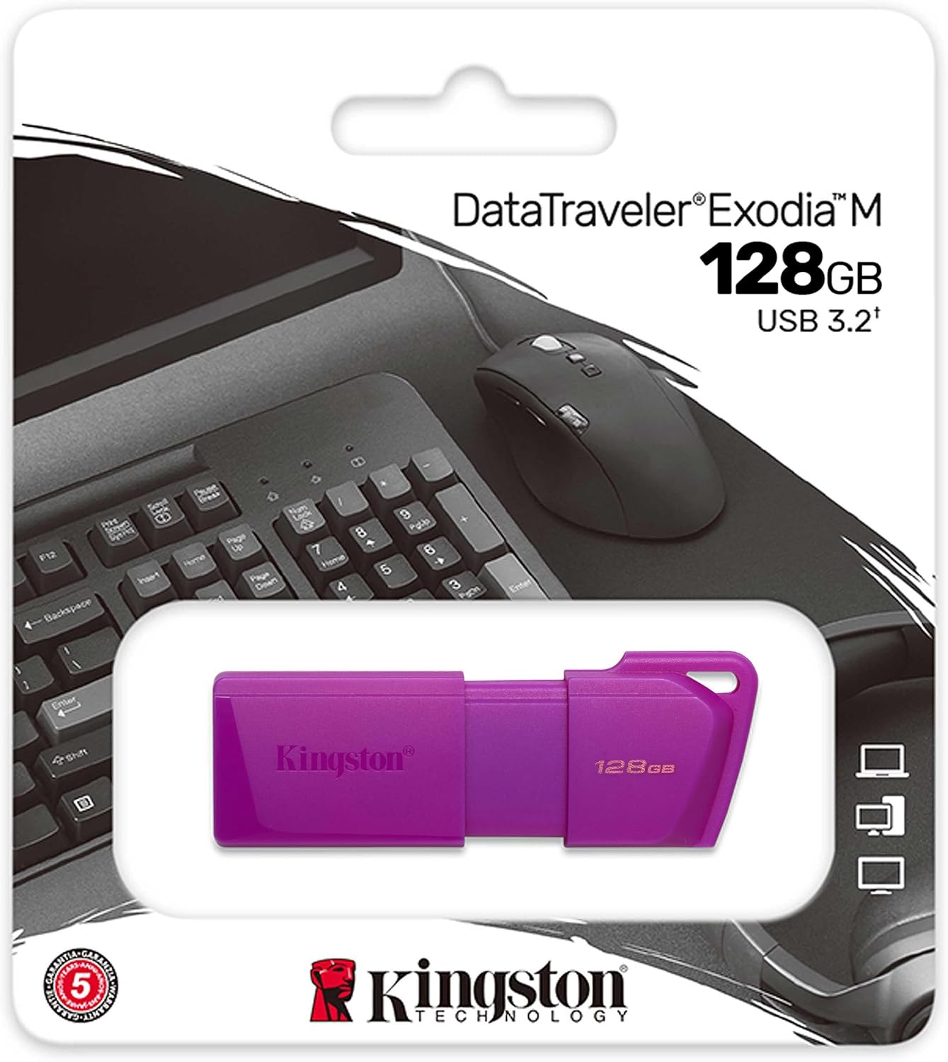 Almacenamiento Pendrive Kingston 128GB 3.2 DataTraveler Exodia M Neon Purple KC-U2L128-7LP
