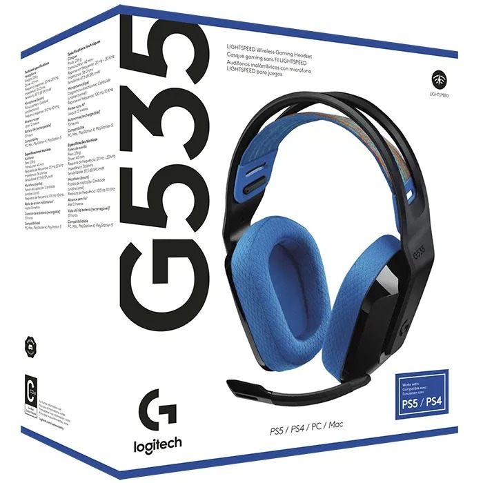 Perifericos Auricular Logitech G535 Lightspeed Wireless Black Gamer 939-002218