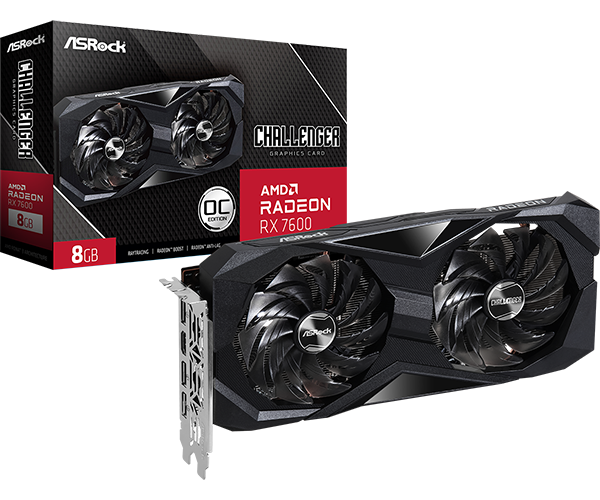 Placa De Video Radeon Asrock RX 7600 Challenger 8GB OC RX7600 CL 8GO