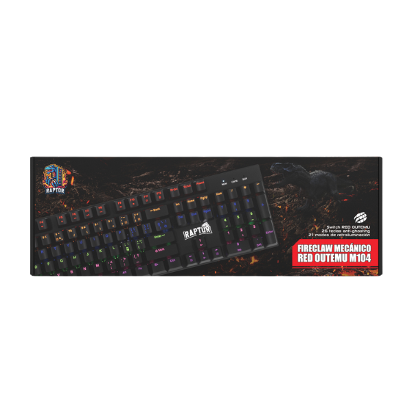 Perifericos Teclado USB Raptor Fireclaw M104 Switch Red Gamer Mecanico RAP-TEC-MEC-104-CN