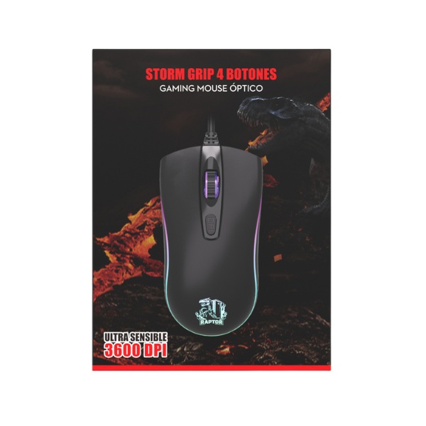 Perifericos Mouse USB Raptor Storm Grip Gamer RAP-MOU-LED-4BOT