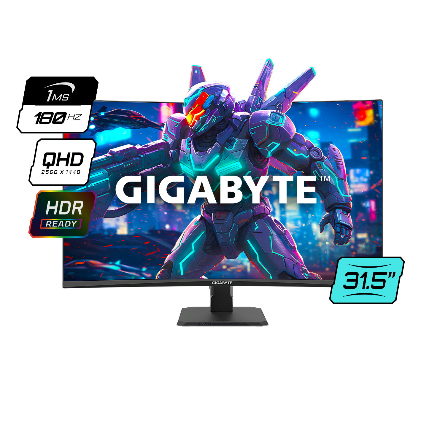 Monitor 32 Gigabyte 2K 180Hz 1ms Curvo GS32QCA AR2