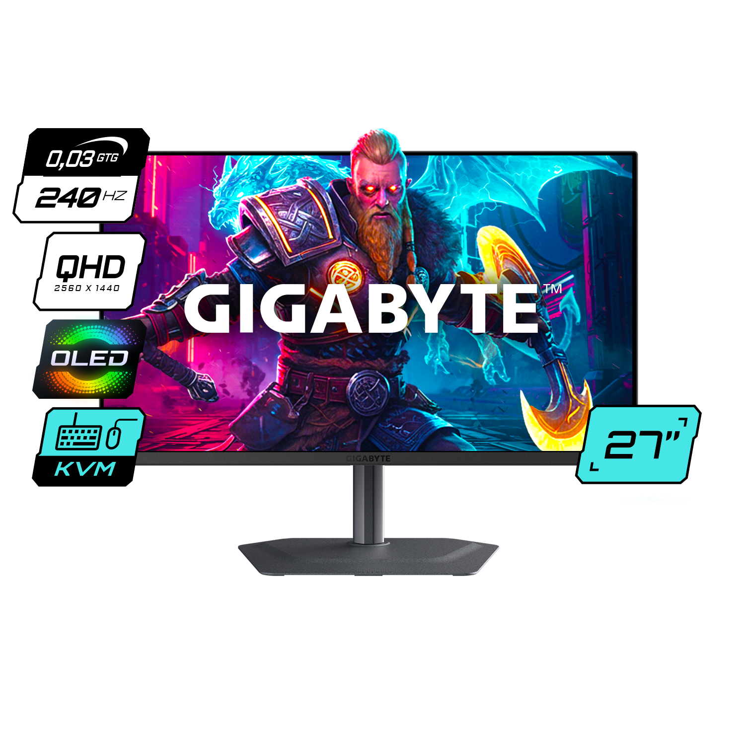 Monitor 27 Gigabyte 2K QHD 240Hz OLED 0.03ms MO27Q2