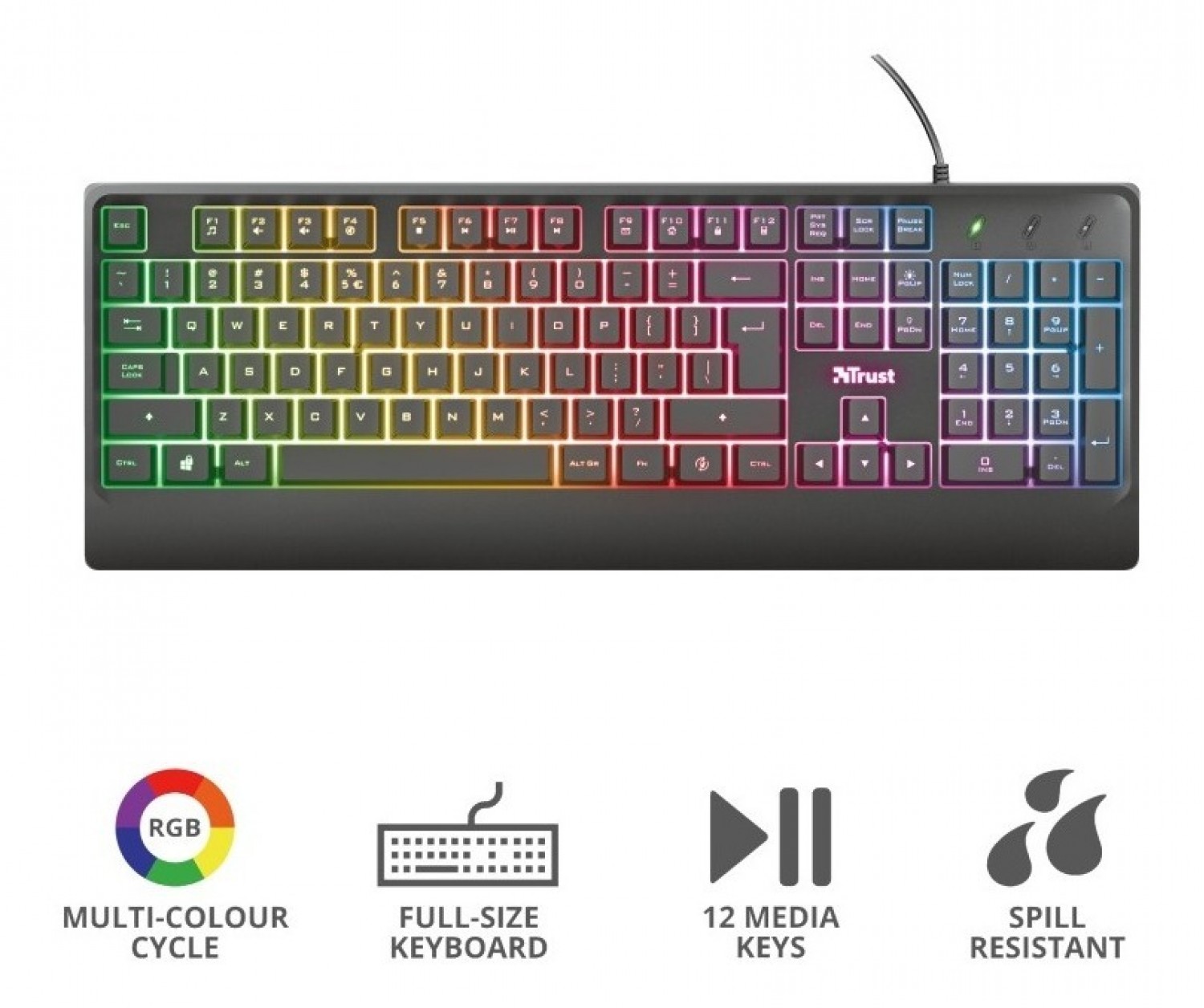 Periféricos Teclado Gamer Trust Ziva Led RGB ES 24098