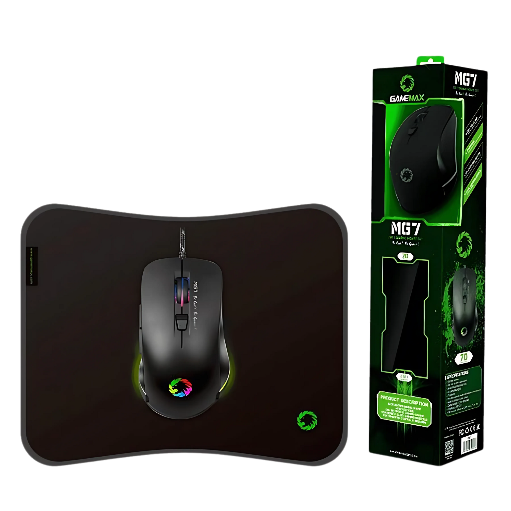 Periféricos Kit Gamer Gamemax MG7 RGB Mouse (3200 Dpi) + Pad M MG7 + 7D (285mm X 240mm)