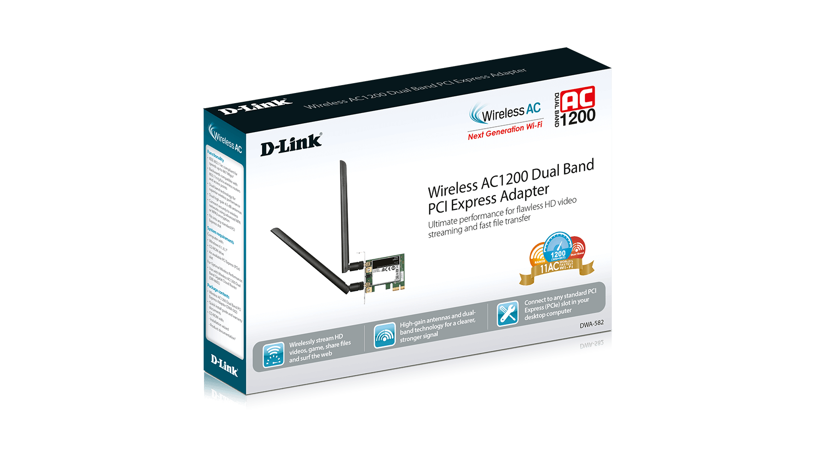 Adaptador Wi-fi D-link Dwa-582 Dual-band Pci Express Ac1200