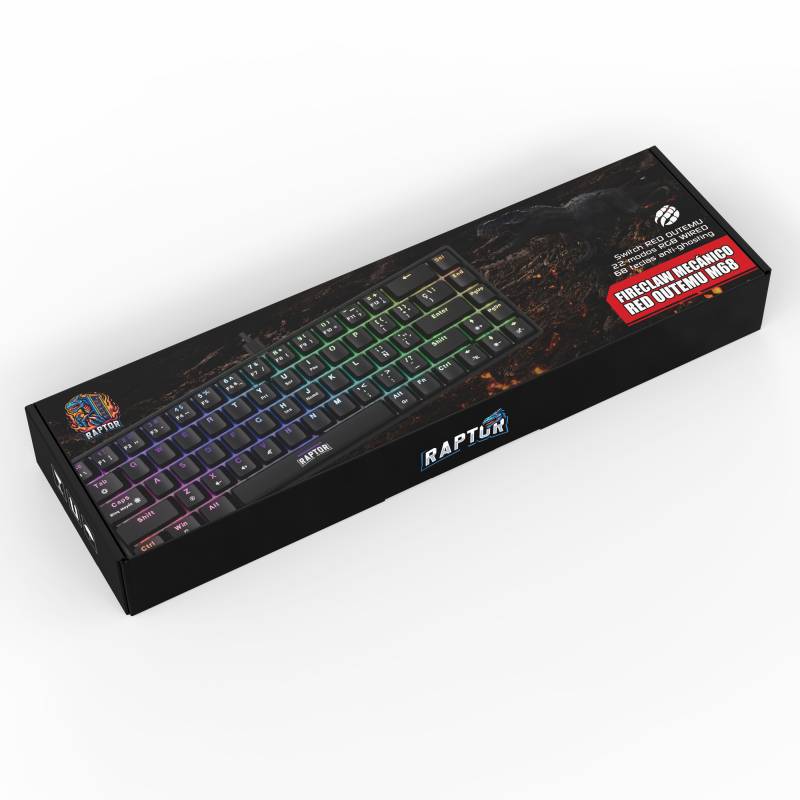 Teclado Gamer Raptor Fireclaw M68 Mecanico Retroiluminado Switch Red