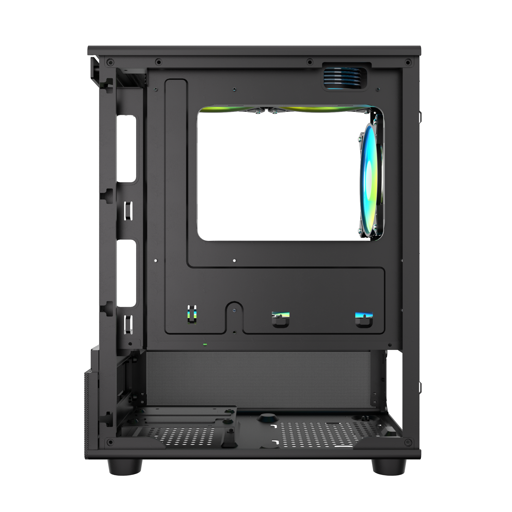 GABINETE MICRO LNZ P11 NEGRO VIDRIO TEMPLADO LAT Y FRONT  + 5 COOLER ARGB 120MM + MESH