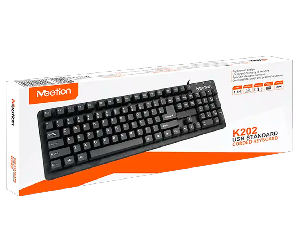 TECLADO CON CABLE MEETION K202 SILENCIOSO GRIS OSCURO