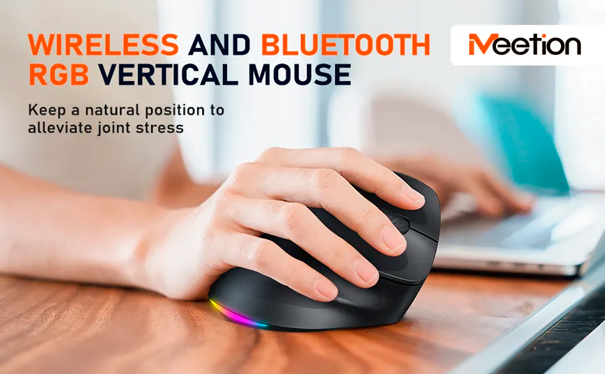 Mouse Inalámbrico  Btoo Ergonómico  Meetion  Btm010 RGB RECARGABLE