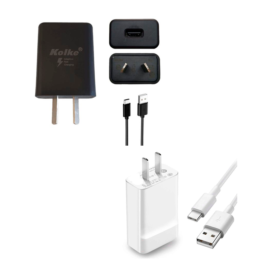CARGADOR KOLKE  220V  CARGA RAPIDA 18W NEGRO WHITE   CON CABLE USB C de 1 METRO INCLUIDO