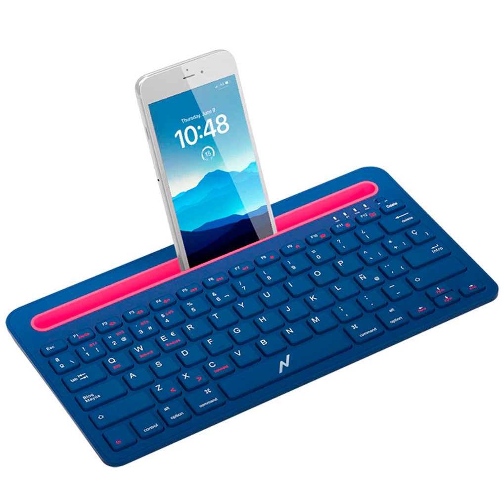 TECLADO WIRELESS+ BTOO  NOGA  NKB-Q70 AZUL Con soporte celular