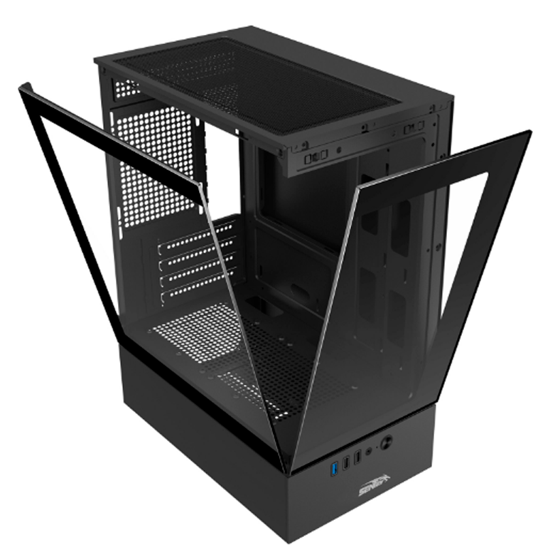 GABINETE MICRO ATX  SENTEY H10 BLACK Vidrio templado frontal y lateral  x5 cooler !!