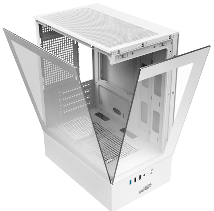 GABINETE MICRO ATX SENTEY H10 WHITE Vidrio tempado frontal y lateral  x5 cooler !!