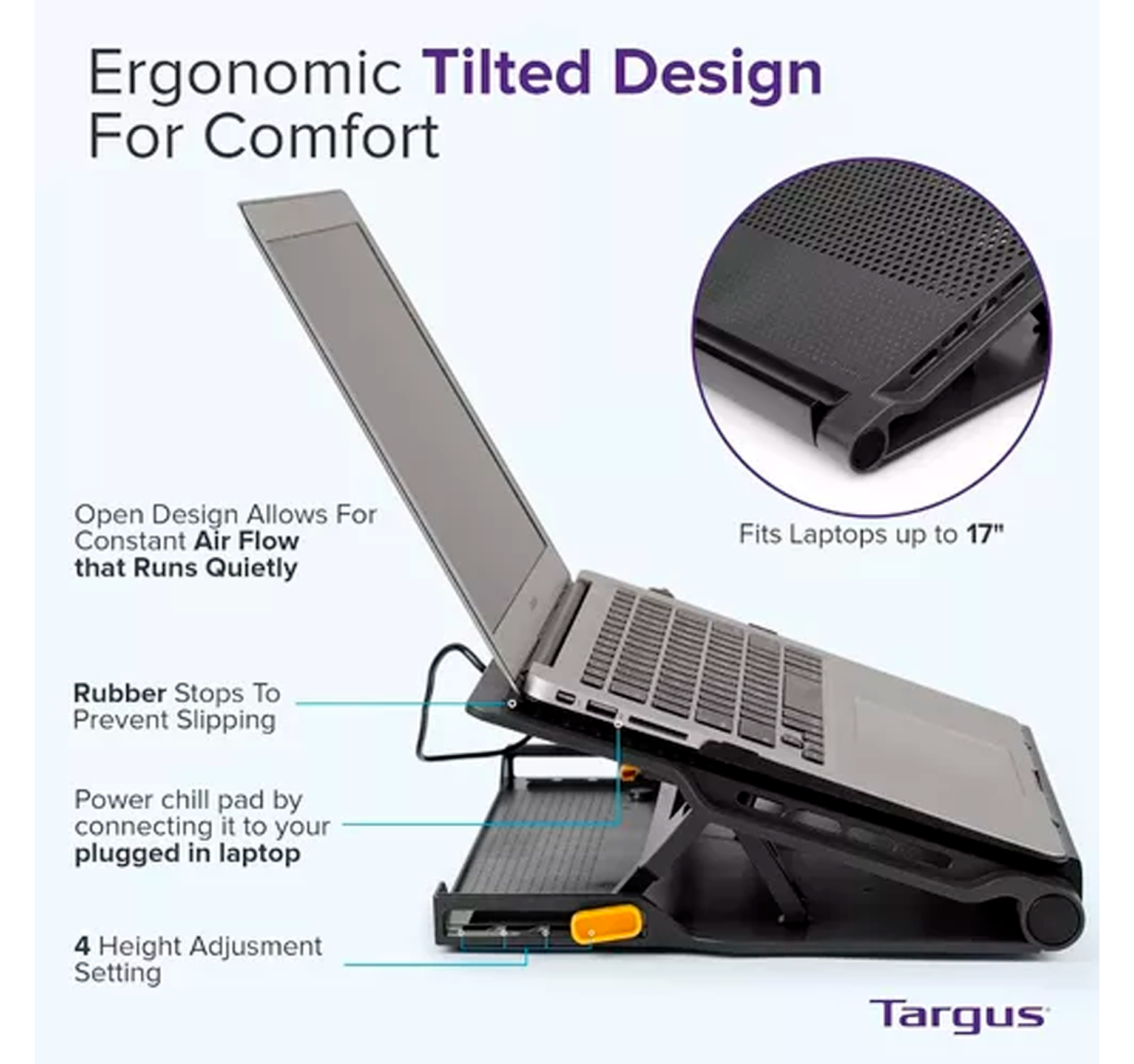 Base notebook con ventilador y 4 usb ( Plata)