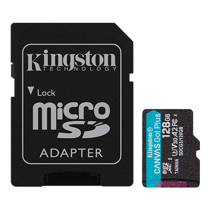 Tarjeta de Memoria KINGSTON Canvas Go Plus MicroSDXC 128GB UHS-I U3 V30 A2