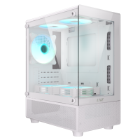 GABINETE MICRO LNZ P11 WHITE VIDRIO TEMPLADO LAT Y FRONT  + 5 COOLER ARGB 120MM + MESH