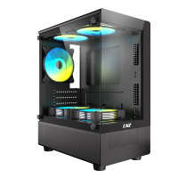 GABINETE MICRO LNZ P11 NEGRO VIDRIO TEMPLADO LAT Y FRONT  + 5 COOLER ARGB 120MM + MESH