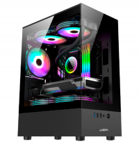 GABINETE MICRO ATX  SENTEY H10 BLACK Vidrio templado frontal y lateral  x5 cooler !!