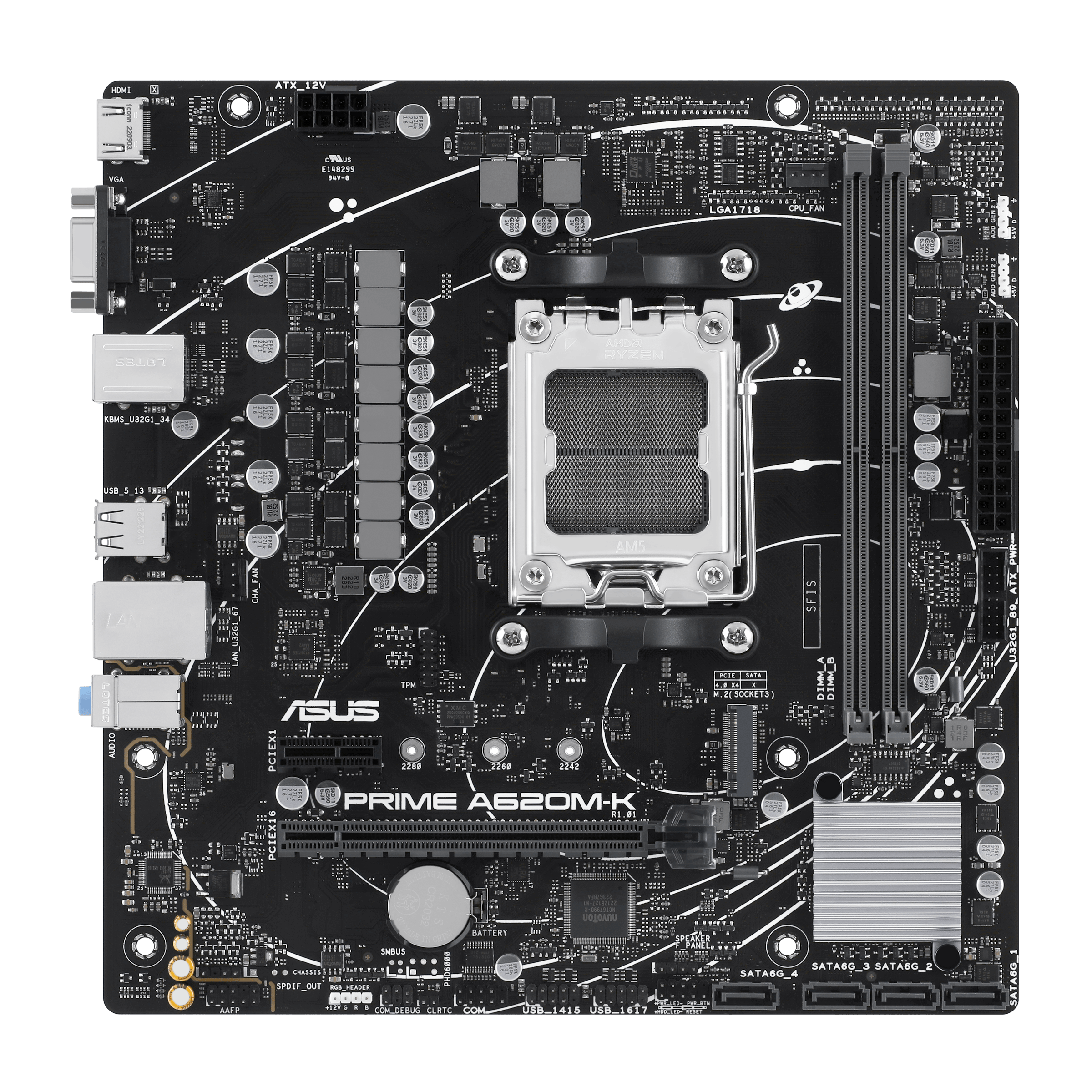 Motherboard Asus A620m-k Am5 Para Ryzen 7000 8000 Y 9000 Ddr5