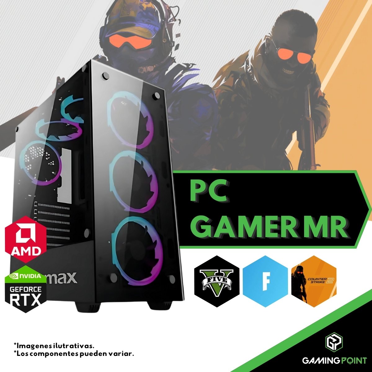 PC GAMER RYZEN 5 5600G 16GB RAM SSD 480GB RTX 3050 6GB 500W GABINETE GAMER