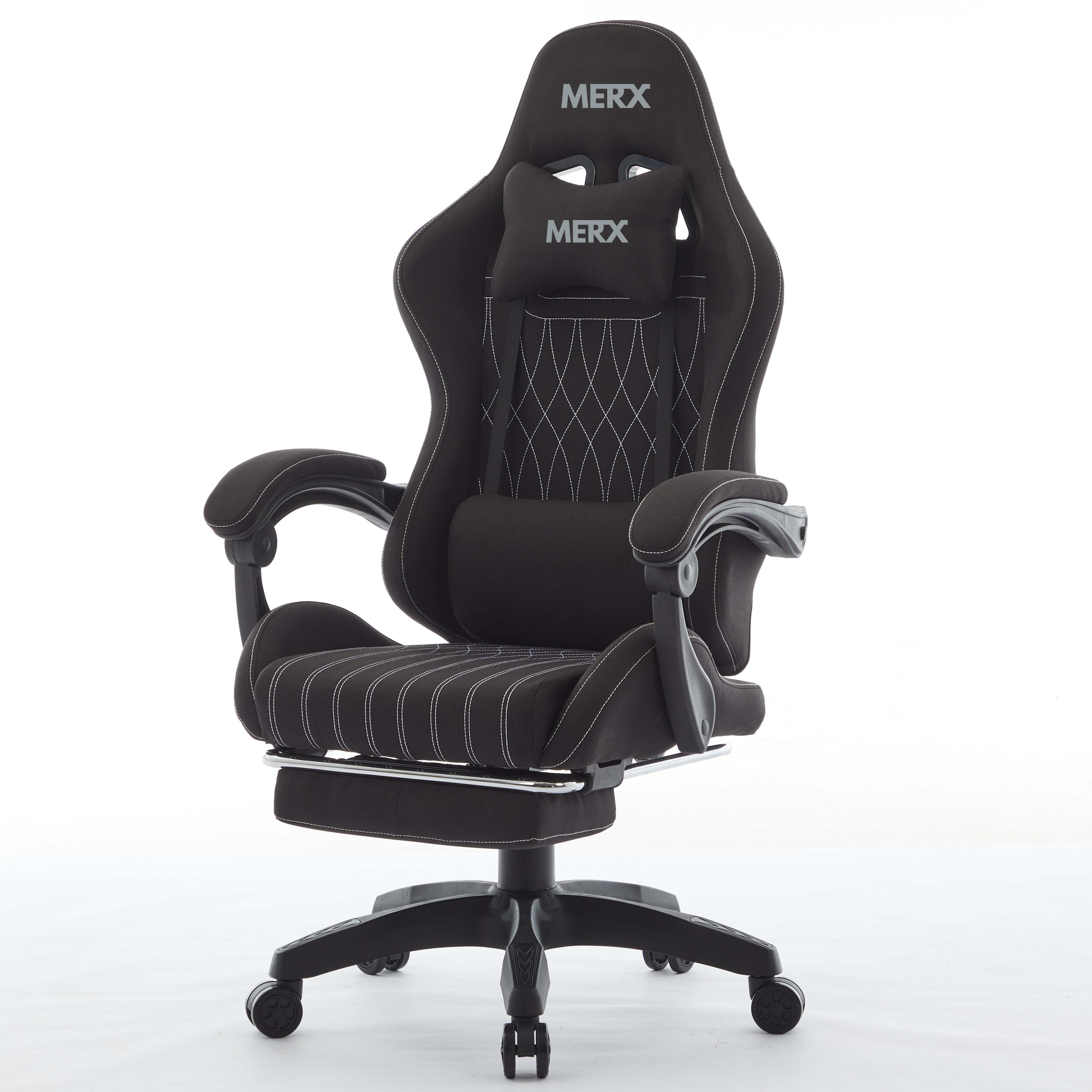 Silla Gamer Merx Kuroyami Kr-400 Negra Tela Con Apoyapies Premium