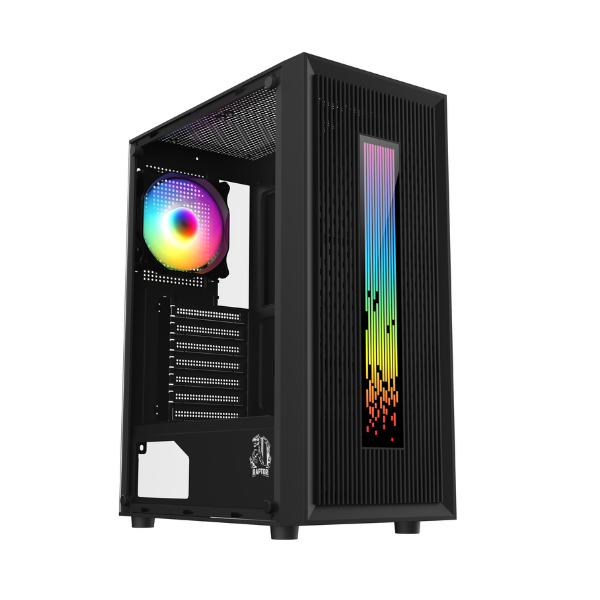 Gabinete Raptor Vortex Tg Mid-tower Rgb Back Fan X1 + Led Front Con Boton De Control