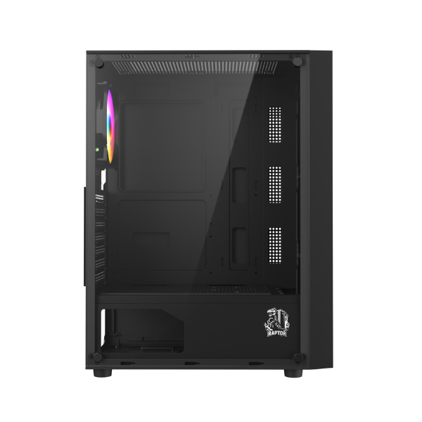 Gabinete Raptor Vortex Tg Mid-tower Rgb Back Fan X1 + Led Front Con Boton De Control