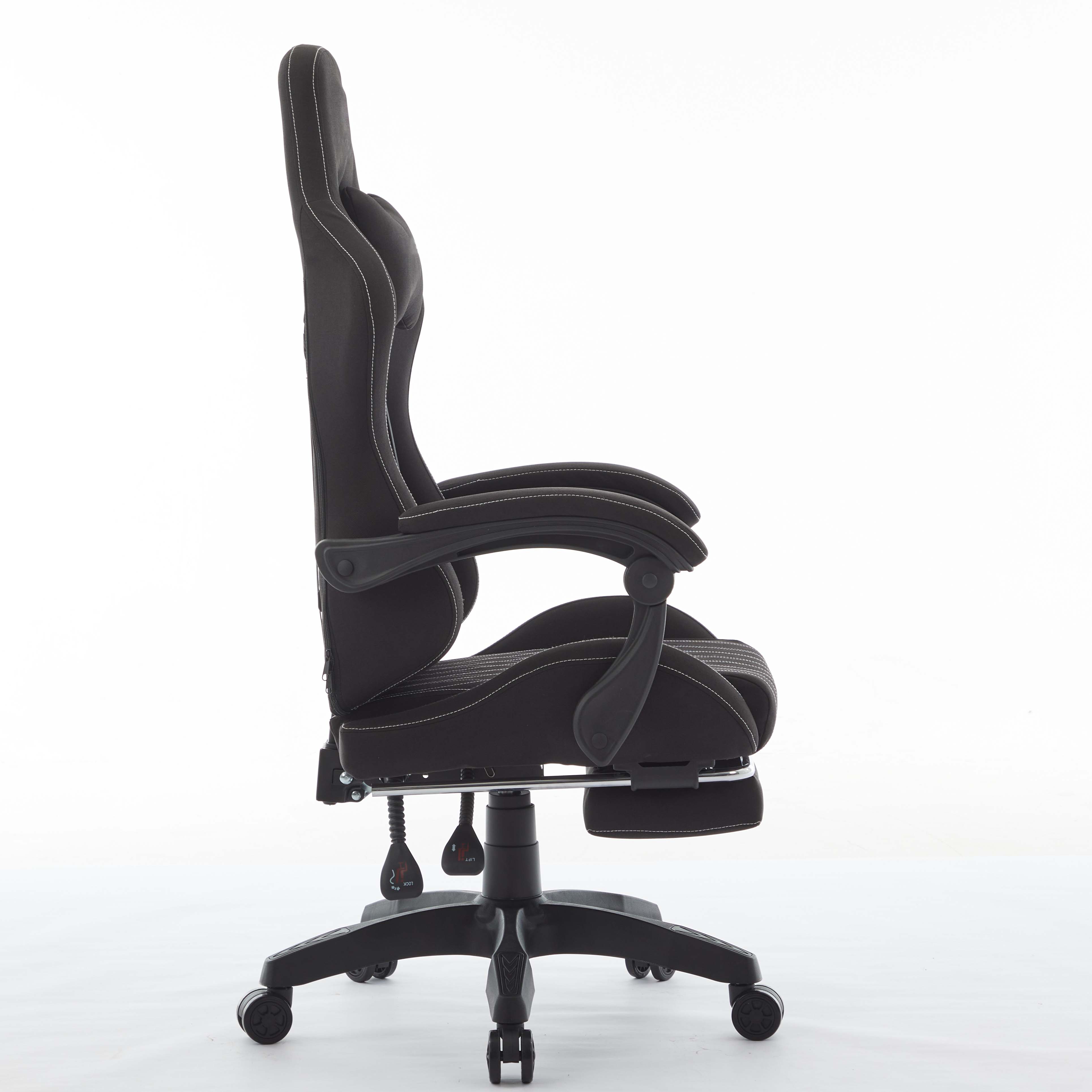 Silla Gamer Merx Kuroyami Kr-400 Negra Tela Con Apoyapies Premium