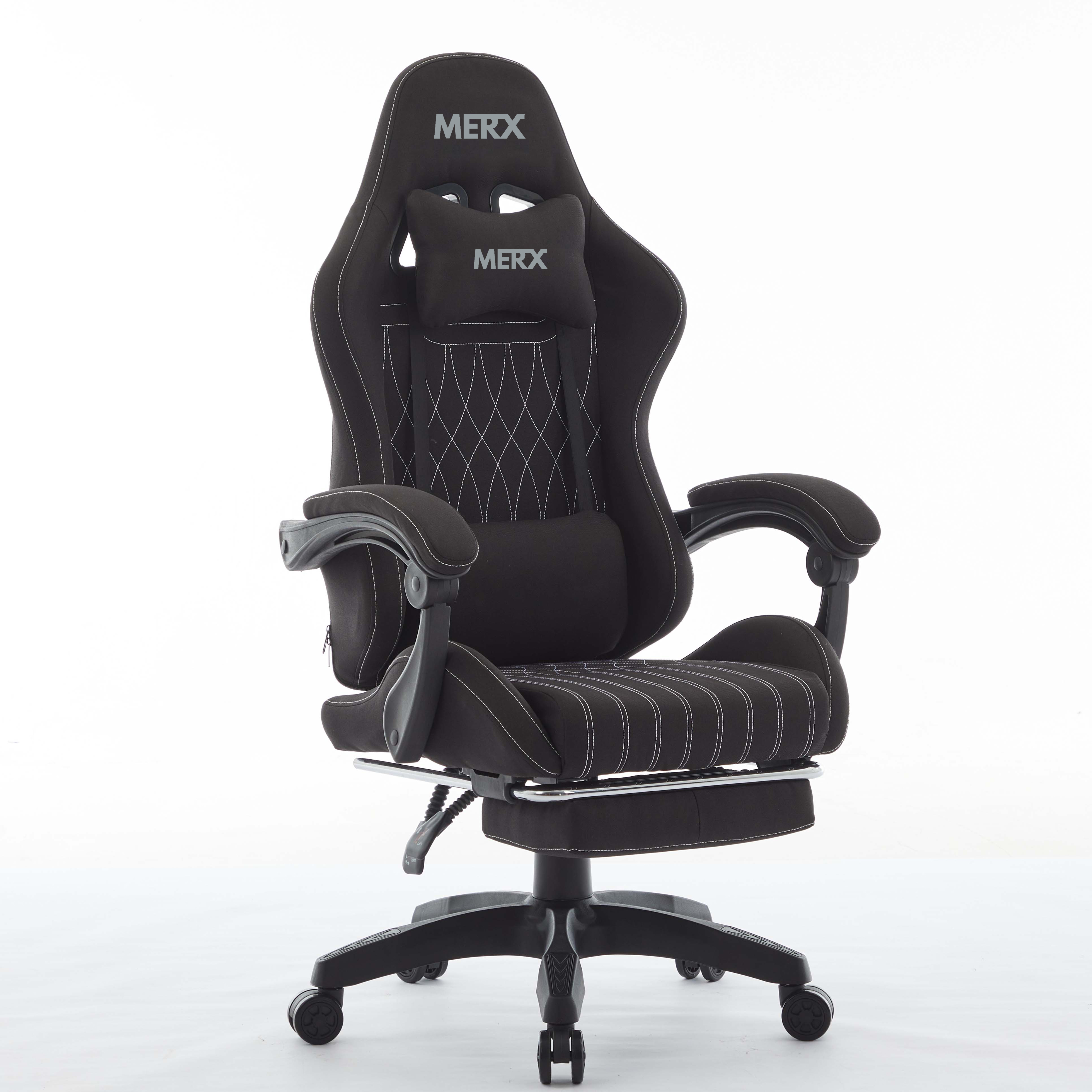 Silla Gamer Merx Kuroyami Kr-400 Negra Tela Con Apoyapies Premium