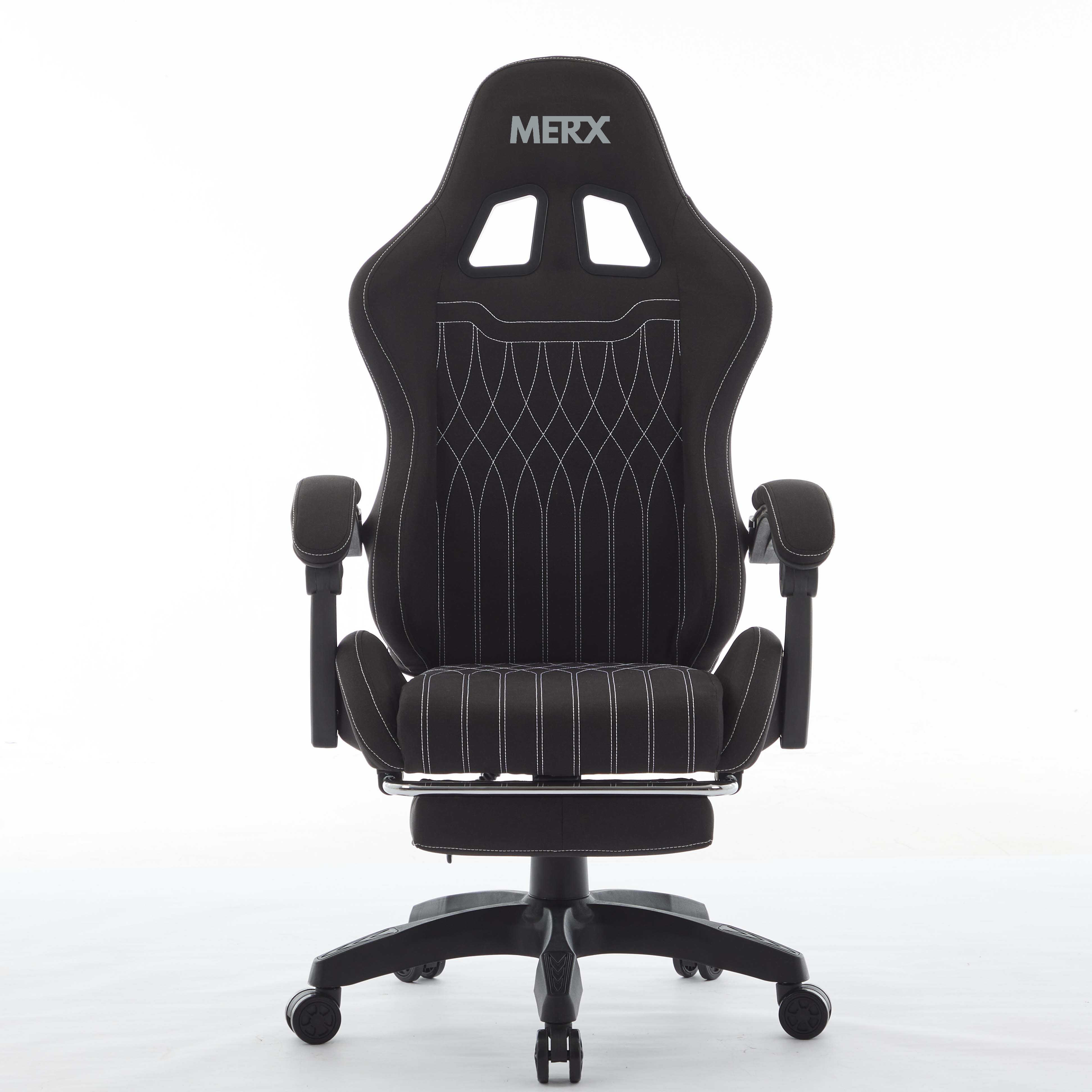 Silla Gamer Merx Kuroyami Kr-400 Negra Tela Con Apoyapies Premium