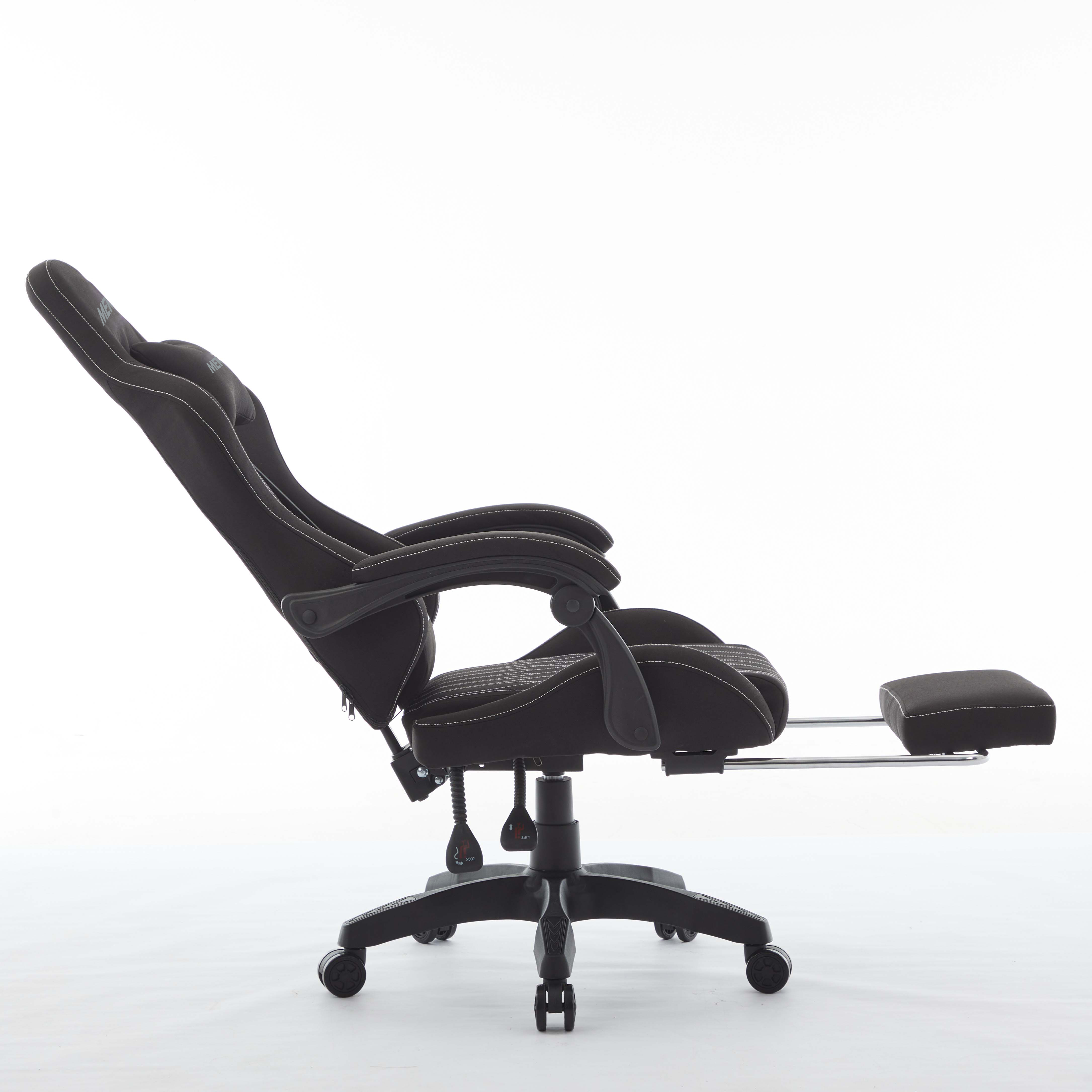 Silla Gamer Merx Kuroyami Kr-400 Negra Tela Con Apoyapies Premium