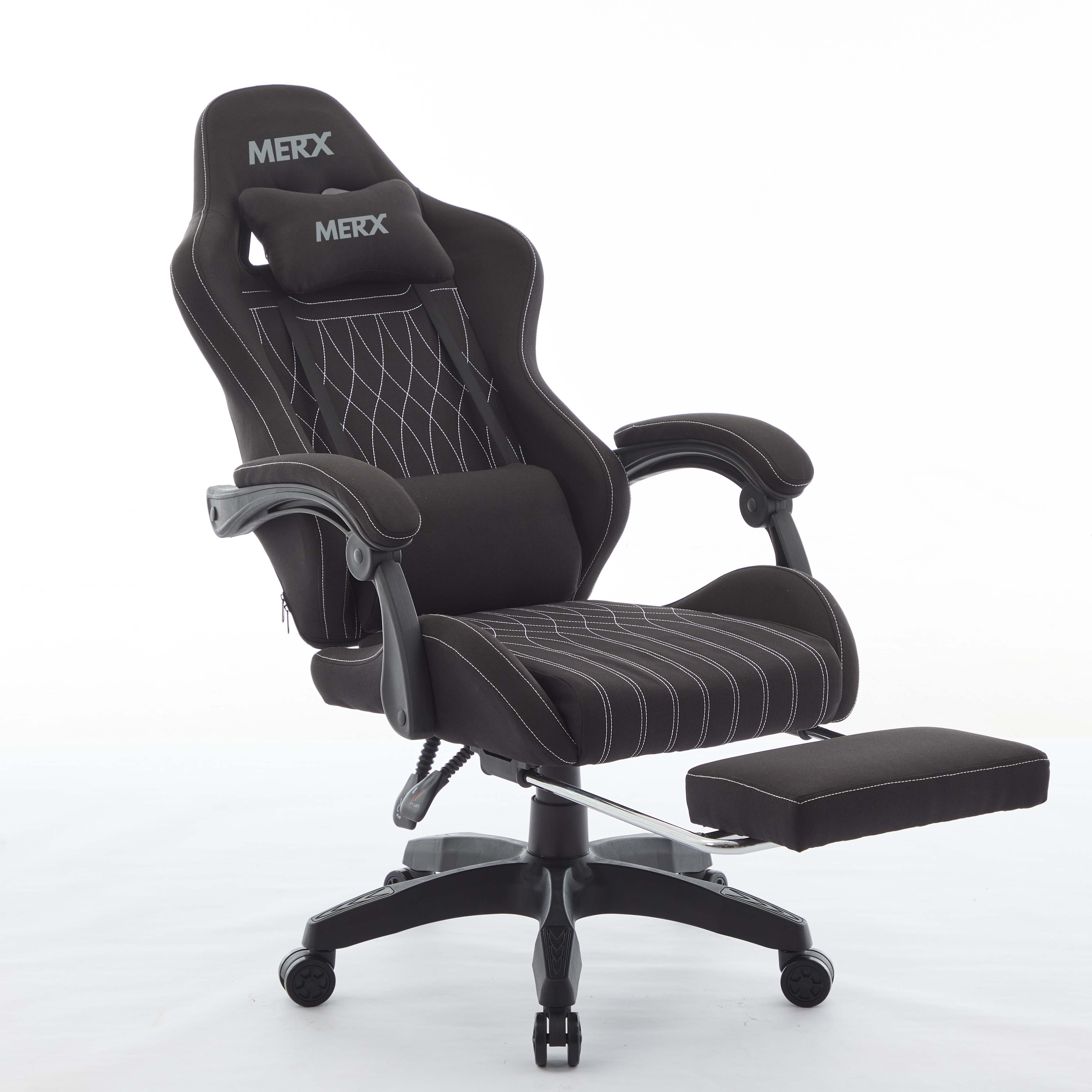 Silla Gamer Merx Kuroyami Kr-400 Negra Tela Con Apoyapies Premium