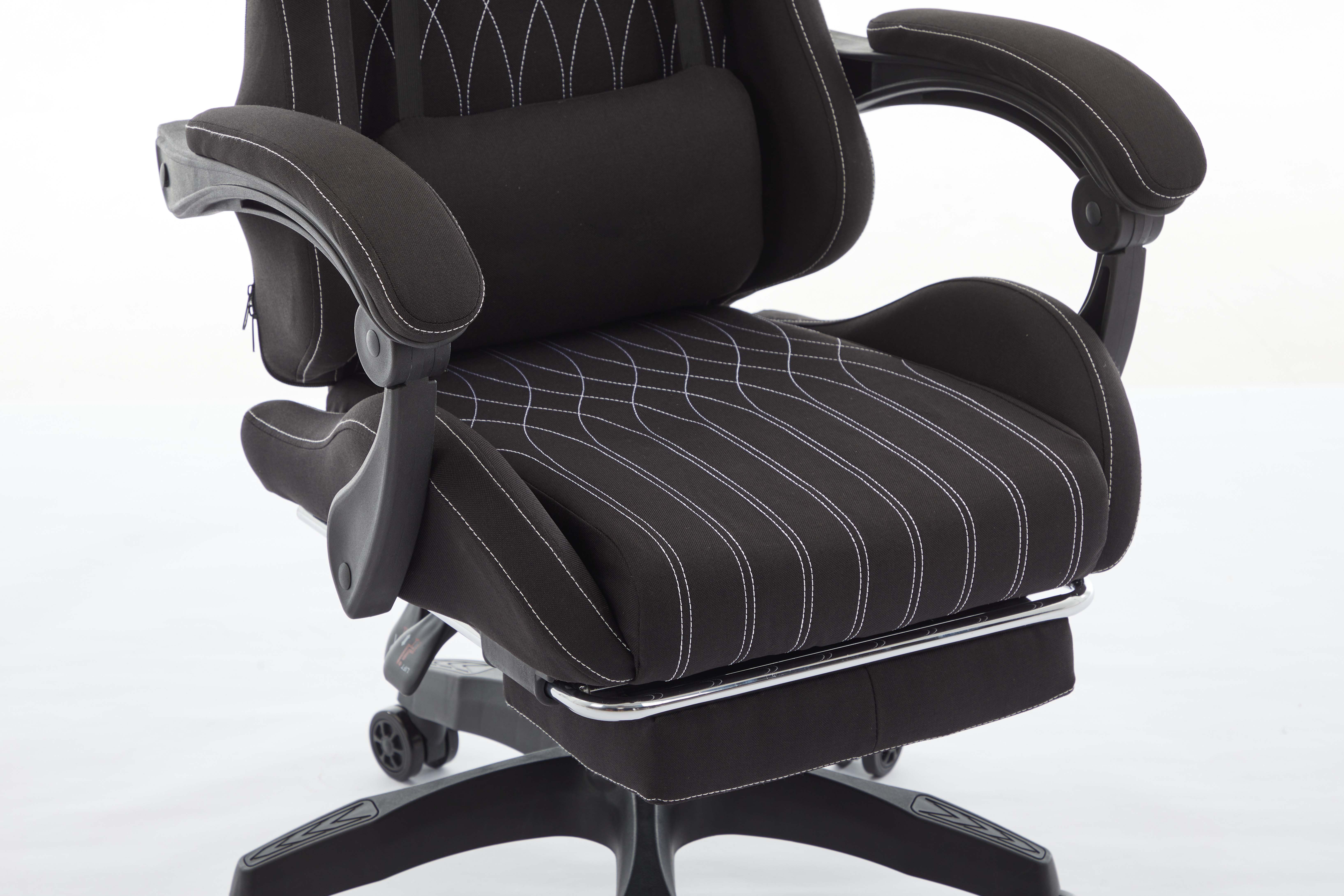 Silla Gamer Merx Kuroyami Kr-400 Negra Tela Con Apoyapies Premium