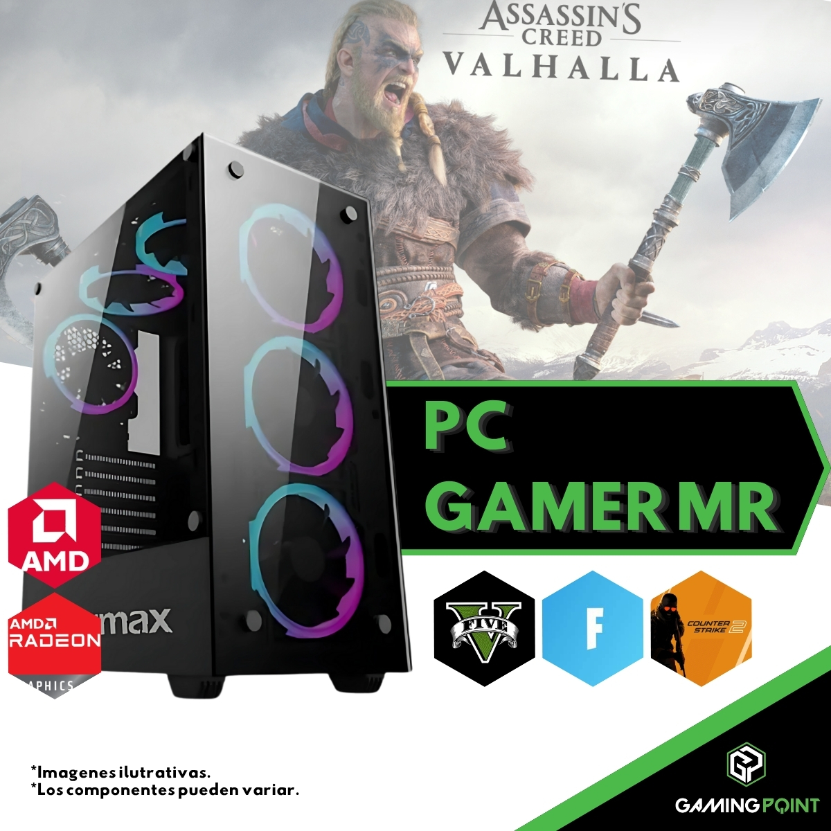 PC GAMER RYZEN 5 4500 16GB RAM M.2 500 GB RX 6600 8GB 650w Gabinete gamer