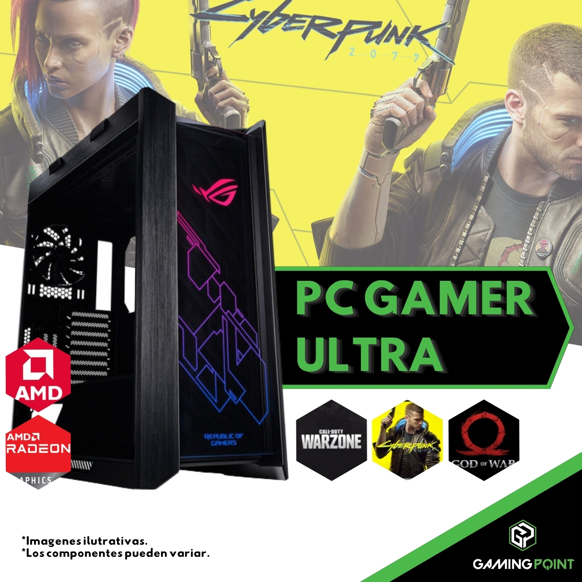 PC GAMER RYZEN 7 7800X3D 16GB RX 6800 XT M2 1TB 750W B950