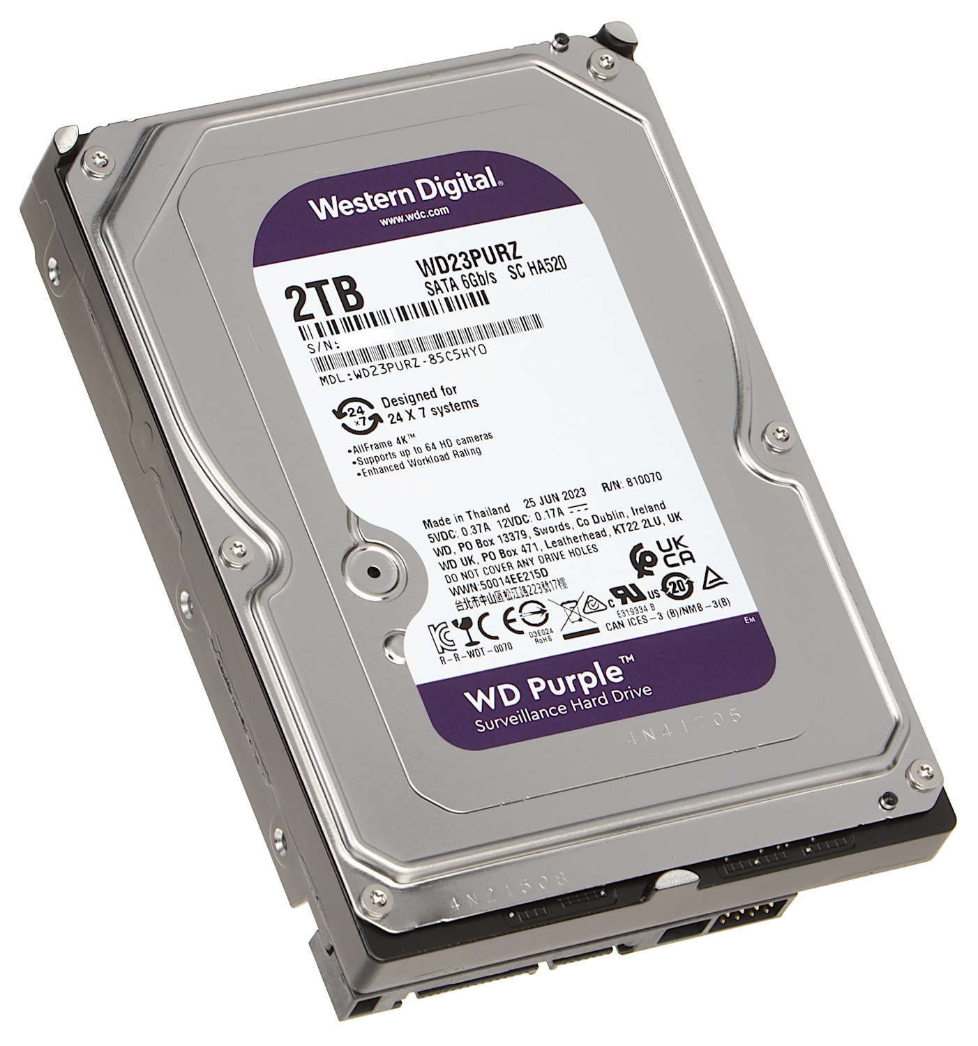 Disco Rigido Western Digital Purple 4tb Sata 256mb Buffer Videovigilancia Wd43purz Para Nvr