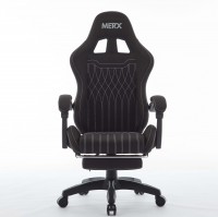 SILLA GAMER MERX KUROYAMI KR-400 NEGRA TELA CON APOYAPIES PREMIUM