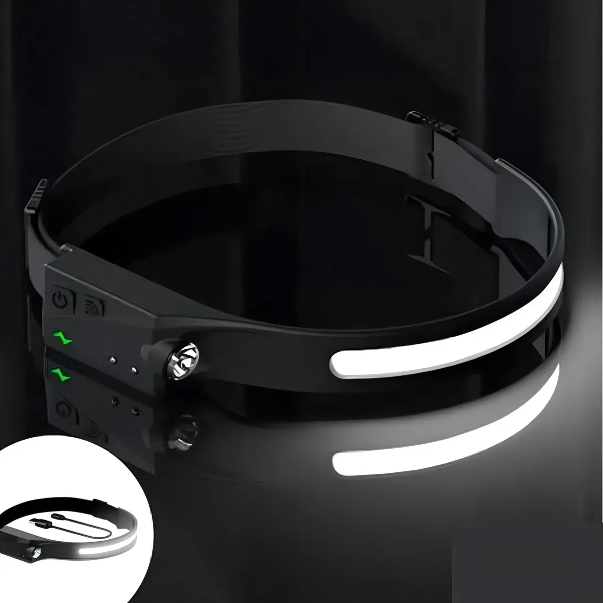 Linterna Minera Vincha Usb Recargable 2 Luces Con Sensor Led Camping