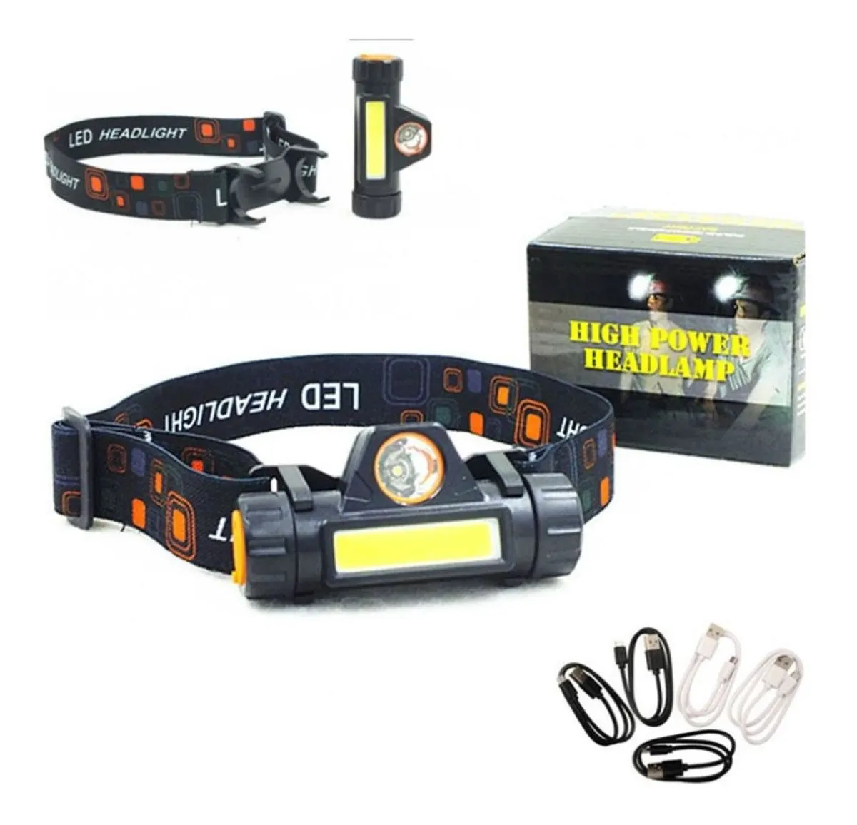 Linterna Minera Vincha Usb Recargable 2 Luces Led Camping