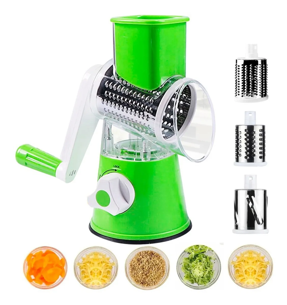 Rallador Manual Cortador Verduras Con 3 Chuchillas Premium Color UNICO