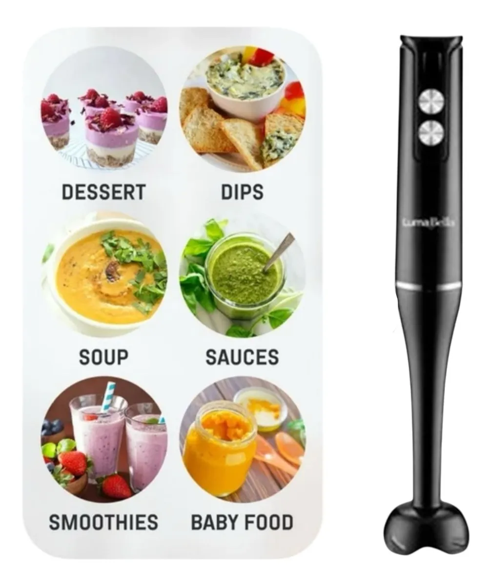 Licuadora Mixer Minipimer De Mano Cocina Mezcladora 500w Negro