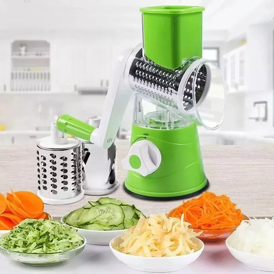 Rallador Manual Cortador Verduras Con 3 Chuchillas Premium Color UNICO