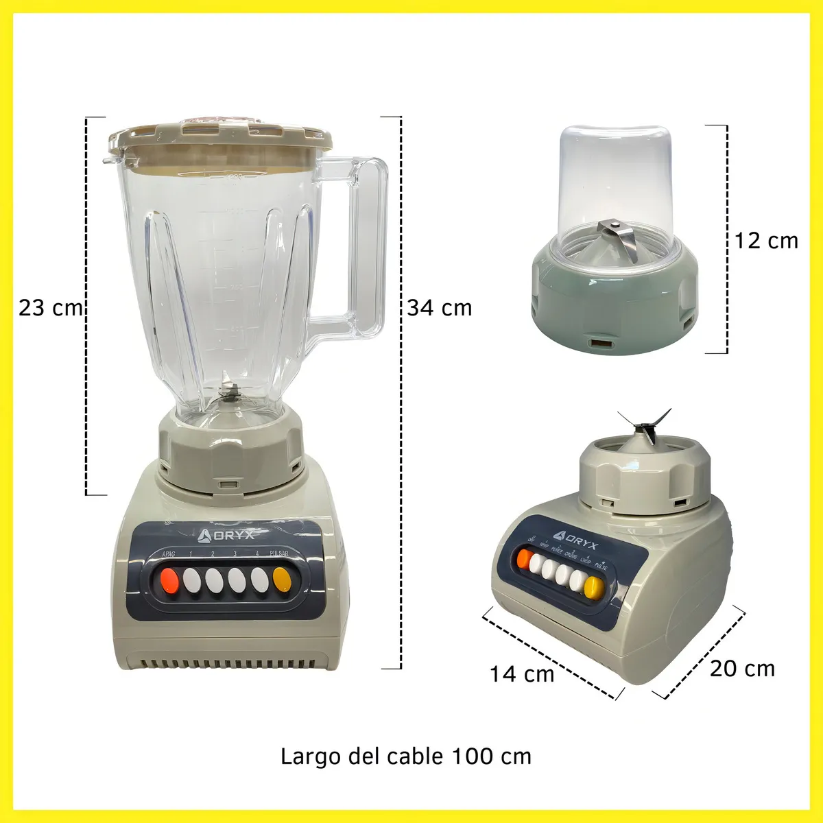 Licuadora Con Molinillo Oryx 1.5L Jarra de Vidrio 2 En 1