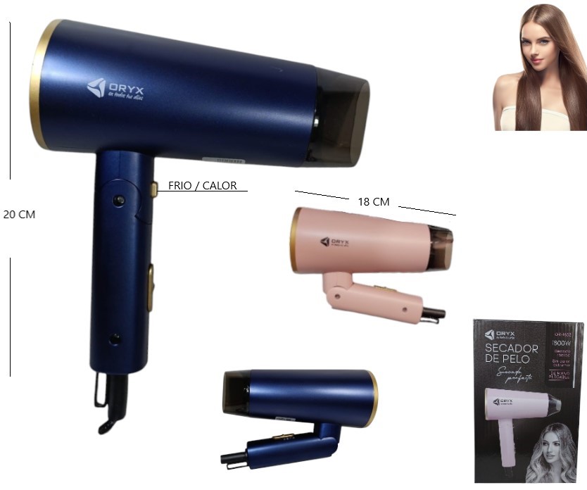 Secador De Pelo Cabello Plegable Portátil 1800w Frío Calor 2 Velocidades