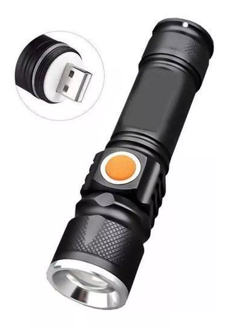 Mini Linterna Táctica Usb Profesional Recargable Con Zoom