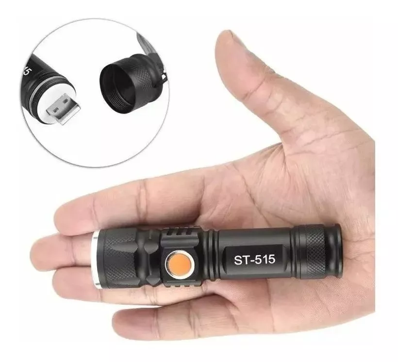 Mini Linterna Táctica Usb Profesional Recargable Con Zoom