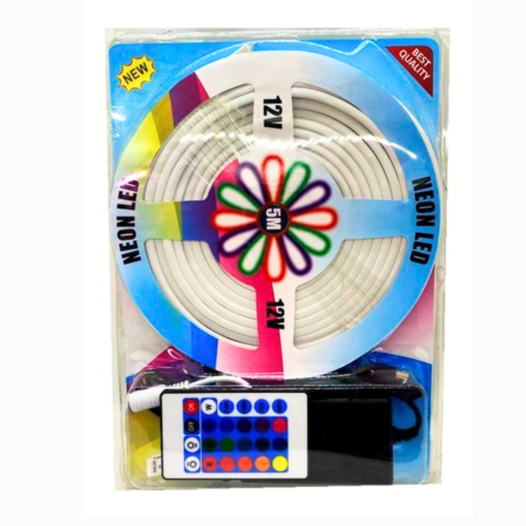 Kit Manguera Luz Neón 5 mts + Fuente + Control RGB