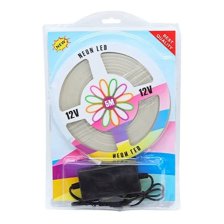 Kit Manguera Luz Neón 5 mts + Fuente Blanco Calido